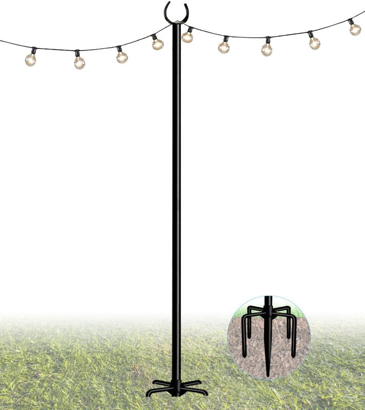 10FT Heavy Duty String Light Pole Stand for Outdoor, 1 Pole