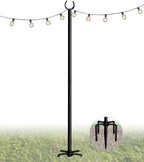 10FT Heavy Duty String Light Pole Stand for Outdoor, 1 Pole