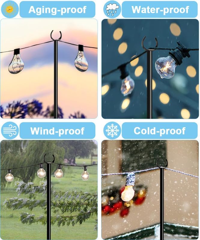 10FT Heavy Duty String Light Pole Stand for Outdoor, 1 Pole, alternate view 4