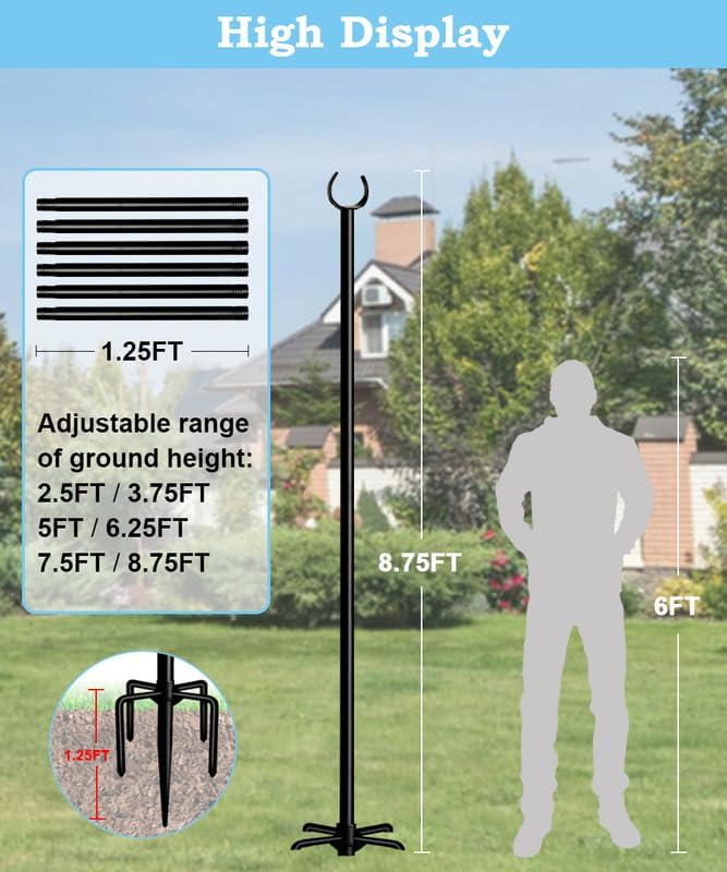 10FT Heavy Duty String Light Pole Stand for Outdoor, 2 Pole, alternate view 2