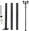 10FT Outdoor Lamp Post, Split Street Light Pole with Cross Arm Base Mount Lighting Post Fixtures for Pathway