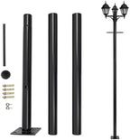 10FT Outdoor Lamp Post, Split Street Light Pole with Cross Arm Base Mount Lighting Post Fixtures for Pathway