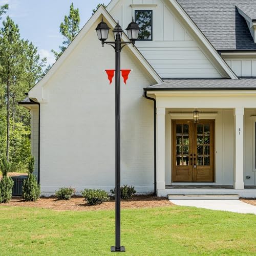 10FT Outdoor Lamp Post, Split Street Light Pole with Cross Arm Base Mount Lighting Post Fixtures for Pathway, alternate view