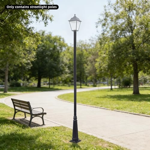 10FT Outdoor Lamp Post, Split Street Light Pole with Top Globe & Ground Cage Lighting Post Fixtures for Pathway, alternate