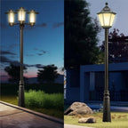 10FT Outdoor Lamp Post, Split Street Light Pole with Top Globe & Ground Cage Lighting Post Fixtures for Pathway, alternate