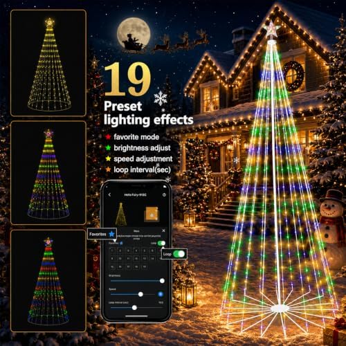 10FT Smart Outdoor Christmas Tree Lights Pop Up with Star, alternate view 5