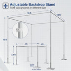 10ft Square Backdrop Stand Heavy Duty, Adjustable Pipe and Drape Kit, alternate view 4