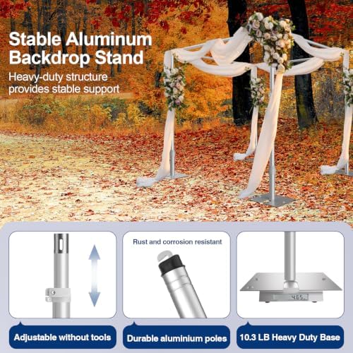 10ft Square Backdrop Stand Heavy Duty, Adjustable Pipe and Drape Kit, alternate view 5