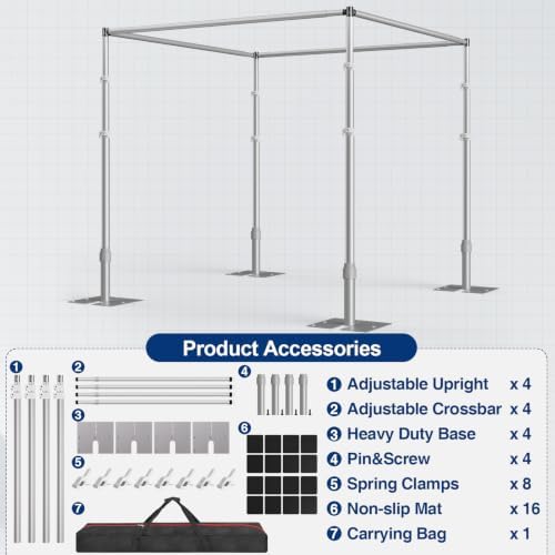 10ft Square Backdrop Stand Heavy Duty, Adjustable Pipe and Drape Kit, alternate view 6