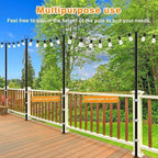 10Ft String Light Poles 2 Pack, Light Poles for Outside Lights, Outdoor with Fence Brackets Hanging Lights, alternate view 6