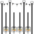 10Ft String Light Poles 4 Pack, Light Poles for Outside Lights, Outdoor with Fence Brackets Hanging Lights