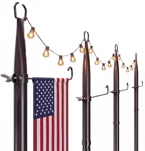 10Ft String Light Poles 4 Pack, Thickened Metal Outdoor Light Pole