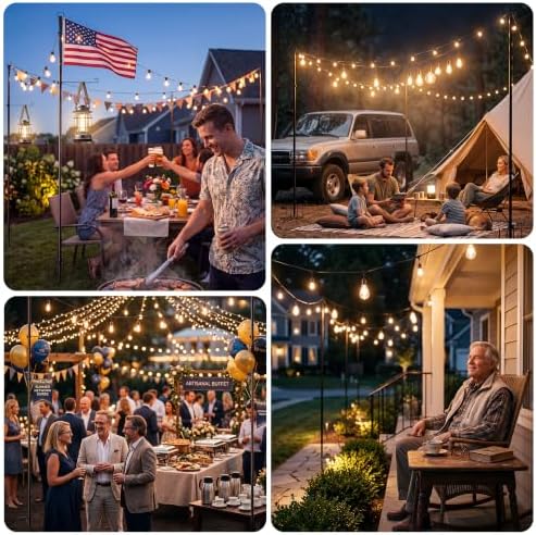 10Ft String Light Poles 6 Pack, Light Poles for Outside, Deck Decor, alternate view 3