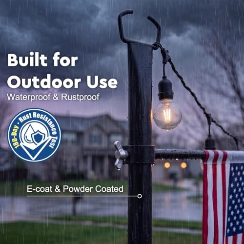 10Ft String Light Poles 6 Pack, Light Poles for Outside, Deck Decor, alternate view 4