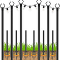 10Ft String Light Poles 6 Pack, Light Poles for Outside Lights, Outdoor with Fence Brackets Hanging Lights