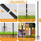 10Ft String Light Poles 6 Pack, Light Poles for Outside Lights, Outdoor with Fence Brackets Hanging Lights, alternate view 7