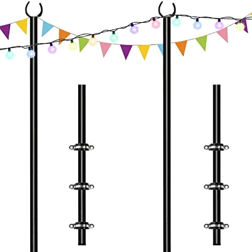 10ft String Light Poles for Deck Fence, Light Poles for Outdoor String Light, Perfect for Garden, Backyard, and