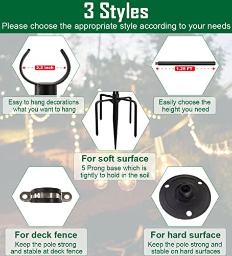 10ft String Light Poles for Deck Fence, Light Poles for Outdoor String Light, Perfect for Garden, Backyard, and, alternate