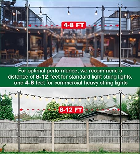 10ft String Light Poles for Deck Fence, Light Poles for Outdoor String Light, Perfect for Garden, Backyard, and, alternate