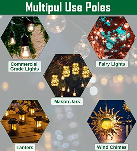 10ft String Light Poles for Deck Fence, Light Poles for Outdoor String Light, Perfect for Garden, Backyard, and, alternate