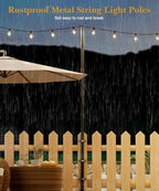 10Ft String Light Poles for Fence & Deck Railing, Outdoor Light Stand with Fence Brackets, Heavy-Duty Metal, alternate view 3