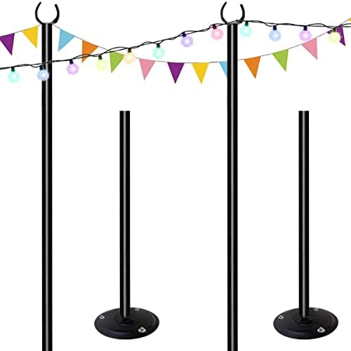 10ft String Light Poles for Hard Surfaces, Light Poles for Outdoor String Light, Perfect for Garden, Backyard