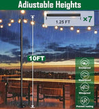 10ft String Light Poles for Hard Surfaces, Light Poles for Outdoor String Light, Perfect for Garden, Backyard, alternate view