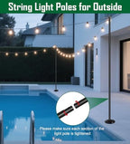10ft String Light Poles for Hard Surfaces, Light Poles for Outdoor String Light, Perfect for Garden, Backyard, alternate view