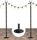 10Ft String Light Poles for Hard Surfaces, Outdoor Light Stand for Backyard, Garden & Patio Party Lighting