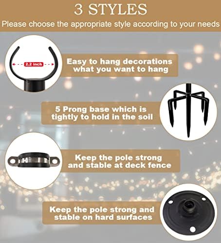 10ft String Light Poles for Outdoors, Outside Light Poles for Deck, Fence, Backyard, Patio, Outdoor Lighting, alternate view