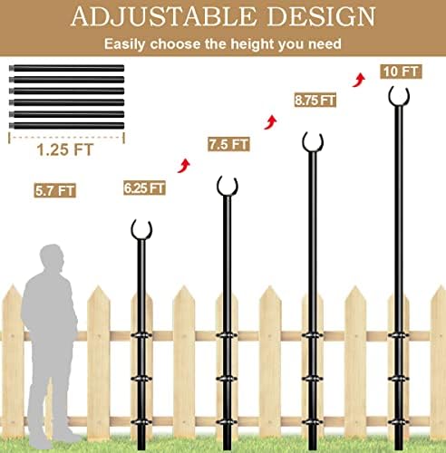 10ft String Light Poles for Outdoors, Outside Light Poles for Deck, Fence, Backyard, Patio, Outdoor Lighting, alternate view