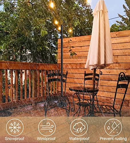 10ft String Light Poles for Outdoors, Outside Light Poles for Deck, Fence, Backyard, Patio, Outdoor Lighting, alternate view