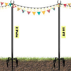 10ft String Light Poles for Outdoors, Outside Light Poles with 5-Prong Base, Suit for Garden, Backyard, Patio