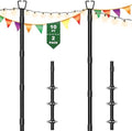 10Ft String Light Poles for Outside - 2 Pack Adjustable Metal Poles for Outdoor String Lights, Rustproof &