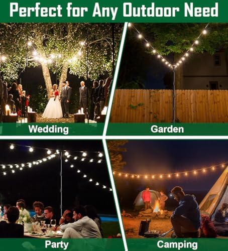 10Ft String Light Poles for Outside - 2 Pack Adjustable Metal Poles for Outdoor String Lights, Rustproof &, alternate view 5