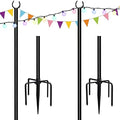 10ft String Light Poles for Soft Surfaces, Light Poles for Outdoor String Light, Perfect for Garden, Backyard