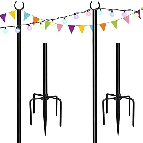 10ft String Light Poles for Soft Surfaces, Light Poles for Outdoor String Light, Perfect for Garden, Backyard