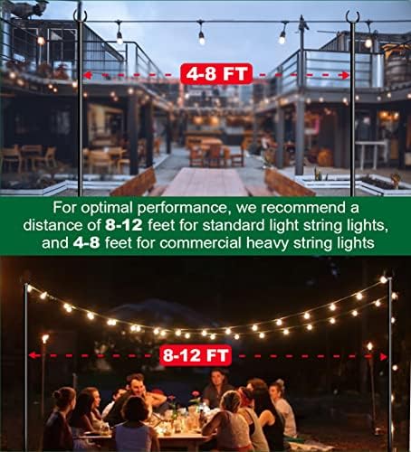 10ft String Light Poles for Soft Surfaces, Light Poles for Outdoor String Light, Perfect for Garden, Backyard, alternate view