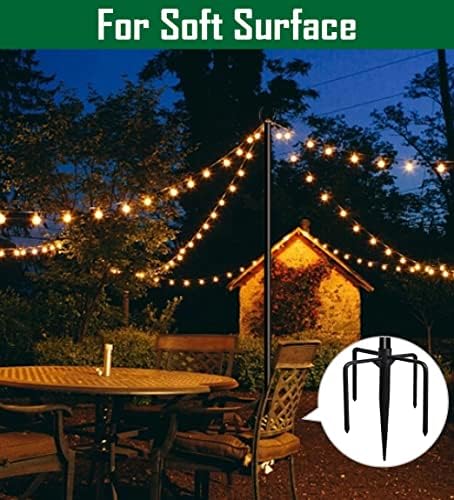 10ft String Light Poles for Soft Surfaces, Light Poles for Outdoor String Light, Perfect for Garden, Backyard, alternate view