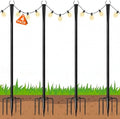 10FT String Light Poles, Heavy Duty Outdoor Light Pole Stand, 5-Prong Reinforced Steel Base, Anti-Rust, for