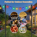 10FT String Light Poles, Heavy Duty Outdoor Light Pole Stand, 5-Prong Reinforced Steel Base, Anti-Rust, for, alternate view 2