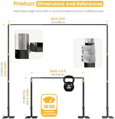 10ft x 10ft Adjustable Pipe and Drape Backdrop Stand Kit(Black) in Black, alternate view 2