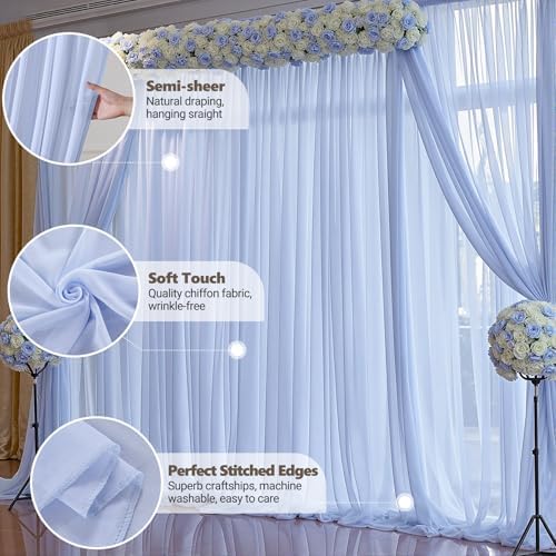 10ft x 10ft Baby Blue Backdrop Curtains, Wrinkle-Free Sheer Chiffon Fabric Photo Backdrop Draping Fabric for, alternate view