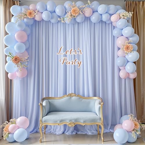 10ft x 10ft Baby Blue Backdrop Curtains, Wrinkle-Free Sheer Chiffon Fabric Photo Backdrop Draping Fabric for, alternate view