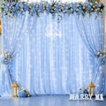 10ft x 10ft Baby Blue Chiffon Backdrop Curtain with Lights String for Parties,2 Panels Sheer Tulle Curtain