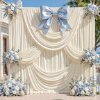 10ft x 10ft Beige Backdrop Curtains, Beige Cream Drapes for Backdrop Fabric in 10 ft X 10 ft(2 Panels 5ft X, alternate view 2