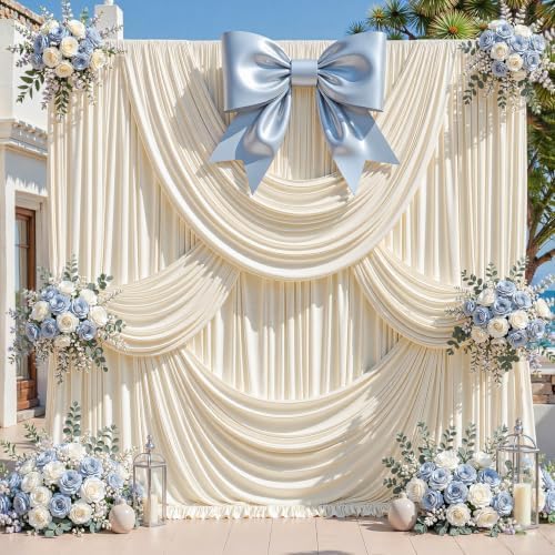 10ft x 10ft Beige Backdrop Curtains, Beige Cream Drapes for Backdrop Fabric in 10 ft X 10 ft(2 Panels 5ft X, alternate view 2