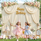 10ft x 10ft Beige Backdrop Curtains, Beige Cream Drapes for Backdrop Fabric in 10 ft X 10 ft(2 Panels 5ft X, alternate view 7