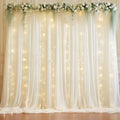10ft x 10ft Beige Chiffon Backdrop Curtain with Lights String for Parties,2 Panels Sheer Chiffon Curtain Wedding