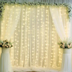 10ft x 10ft Beige Chiffon Backdrop Curtain with Lights String for Parties,2 Panels Sheer Chiffon Curtain Wedding, alternate